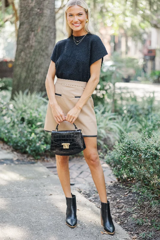 More Than Love Tan Faux Leather Skirt cotton skirt soft