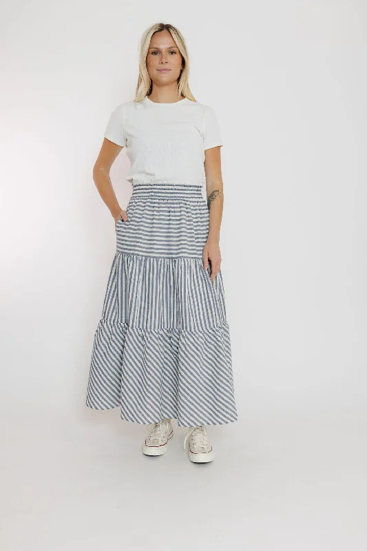 Nara Skirt in White/Navy chiffon skirt airy