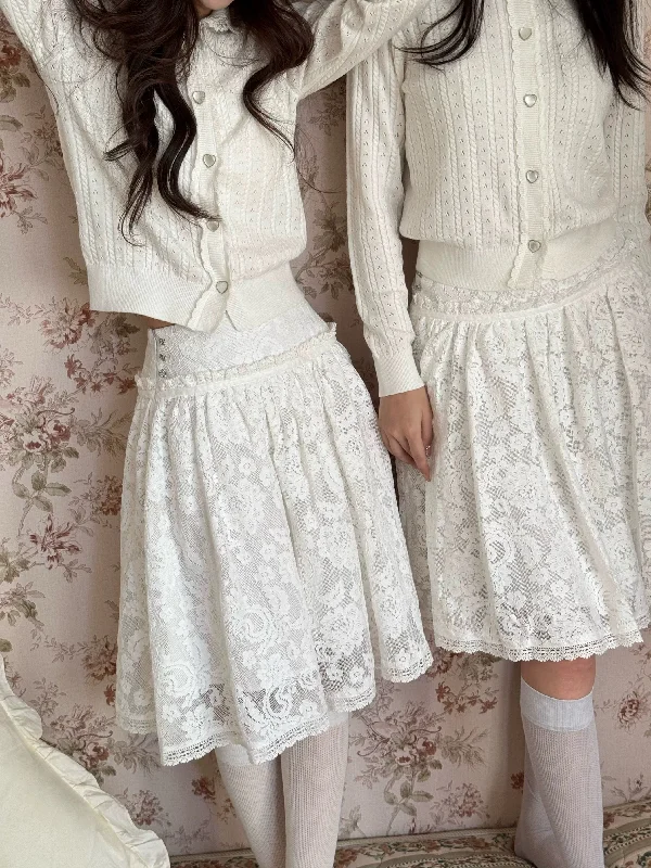 [Pacific Postition] Angel Heart Club Lace Midi Skirt denim skirt trendy