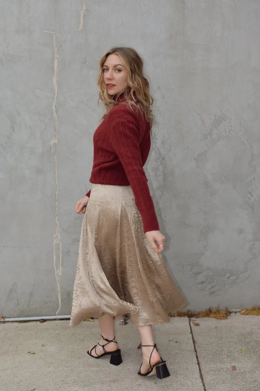 gold textured midi skirt linen skirt natural