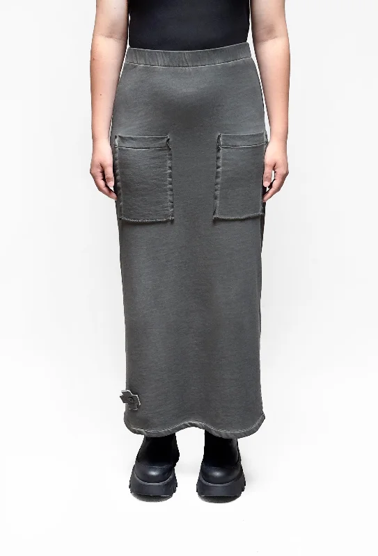 PLU Knit Pencil Skirt in Asphalt Wash silk skirt luxurious