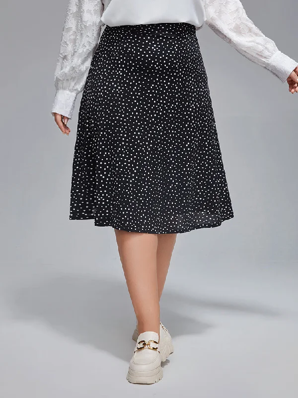 Plus Polka Dot Elastic Waist Skirt lightweight skirt design