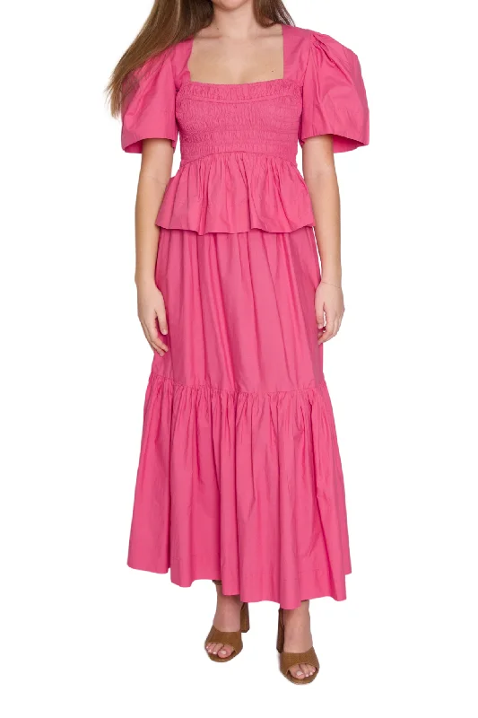 Poplin Flounce Skirt in Pink linen skirt breathable