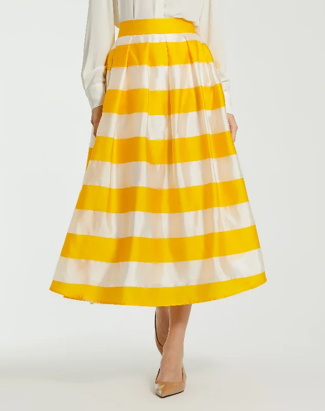 Striped Organza High Waisted Midi Skirt - FINAL SALE leather skirt durable
