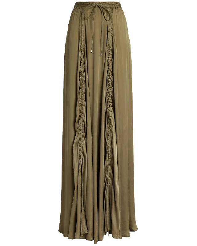 Dusty Sage Charmeuse Willem Maxi Skirt flowy skirt hem