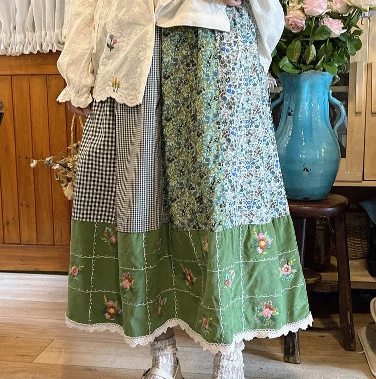 Cottagecore Forestcore Floral Skirt velvet skirt luxury