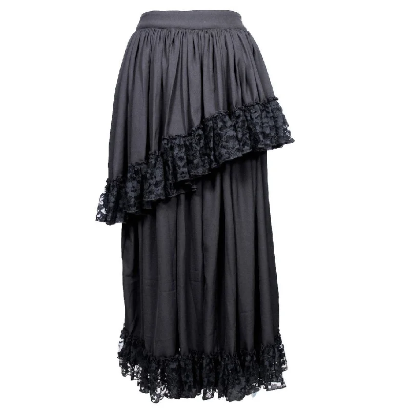 Rikke Moss Creape Net Frilled Long Skirt pencil skirt chic