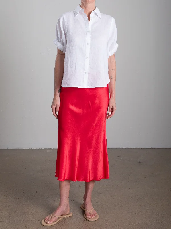 Riley Skirt in Vintage Satin - Maraschino pencil skirt chic