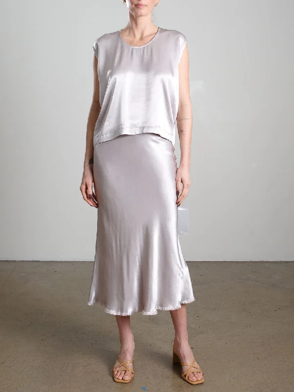 Riley Skirt in Vintage Satin - Silver velvet skirt rich