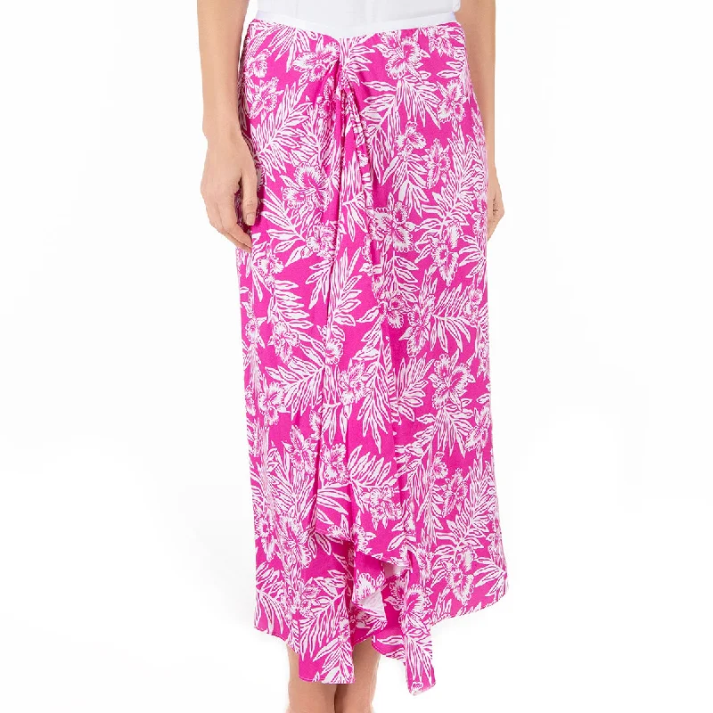 Ruched Midi Skirt in Hawaiian Pink leather skirt bold