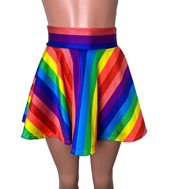 SALE - 1" Stripe Rainbow Skater Skirt wool skirt warm