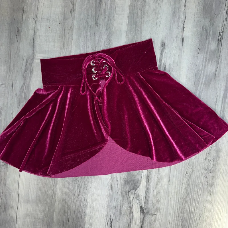 SALE - 2XL - Lace-Up Corset Skirt - Fuchsia Velvet denim skirt fashionable