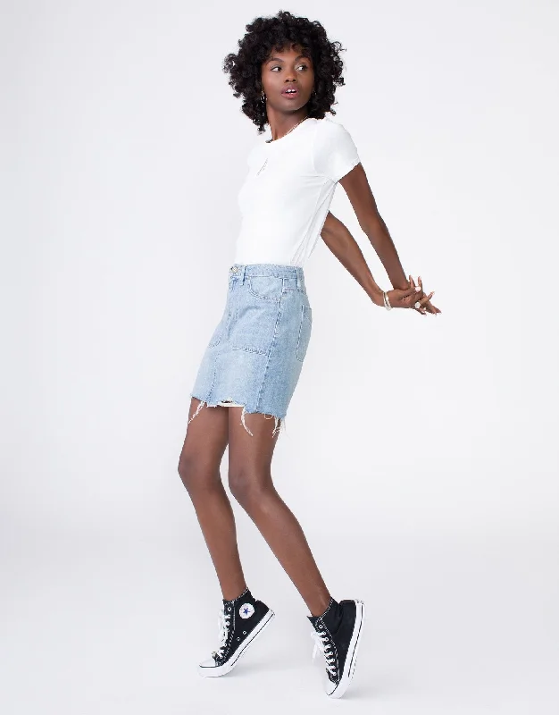 Scout Denim Skirt Devoted ruffled skirt detail