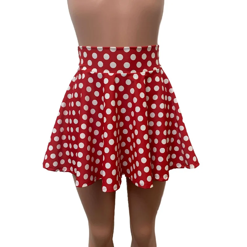 Skater Skirt - Red & White Polka Dot patchwork skirt art