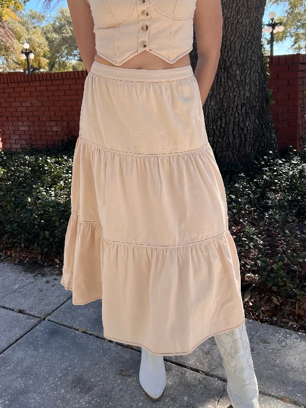 SOLEIL MIDI SKIRT IN CREAM corduroy skirt comfortable