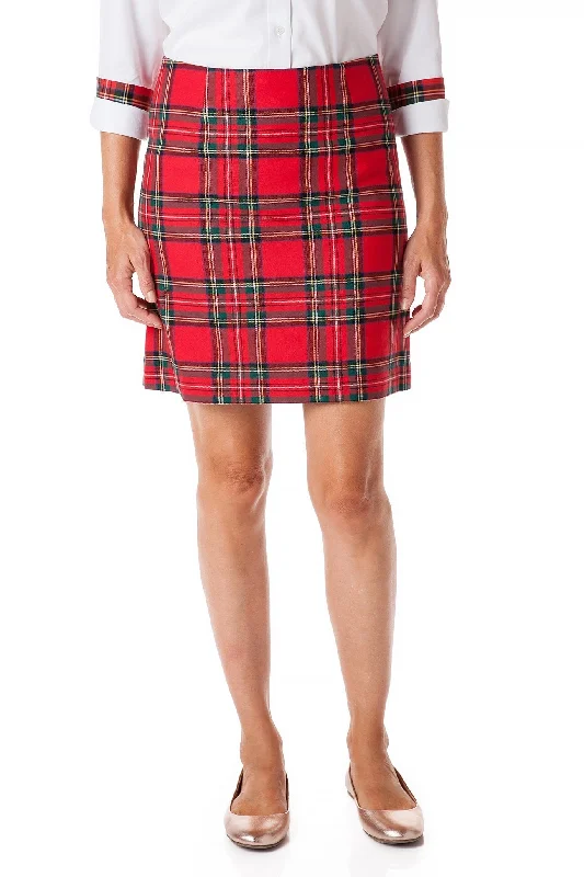 Ali Skirt Stretch Twill Royal Stewart Tartan Plaid zip skirt side