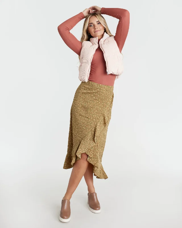 Sweet Grass Midi Skirt denim skirt trendy