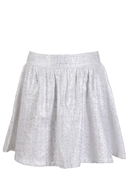 AZELIN Metallic White Mini Skirt wool skirt sturdy