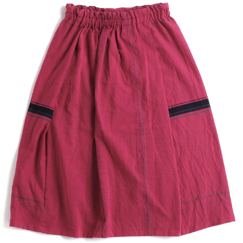 TAMAKI NIIME Gathered Skirt - Striped Berry leather skirt refined