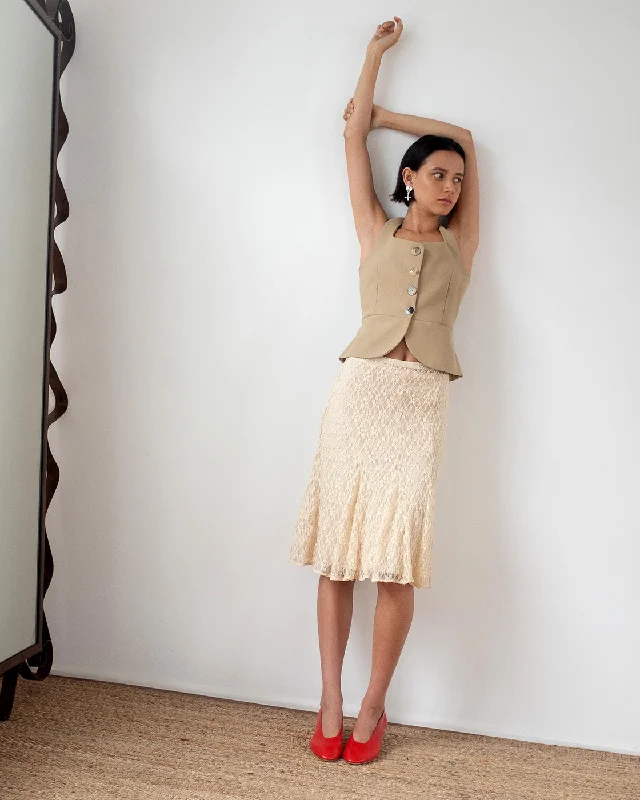 Taylor Skirt Lace Cream linen skirt relaxed