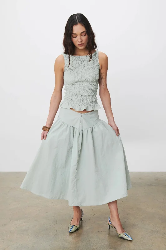 The Deba Midi Skirt, Oyster summer skirt style