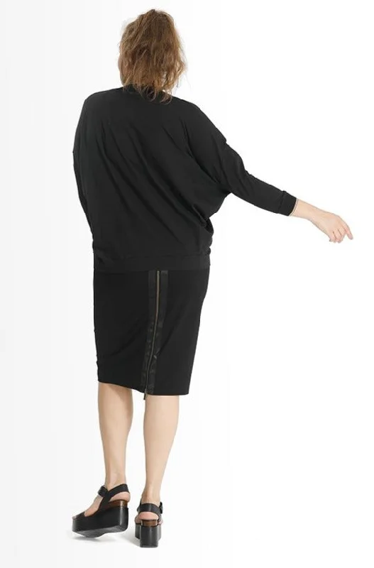 Thea Zip Back Skirt in Black casual skirt length