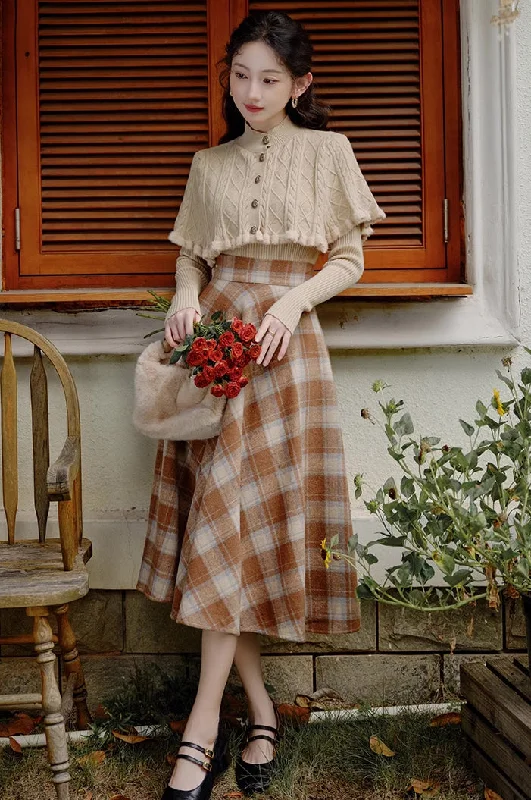 Toasted Marshmallow Sweater & Skirt Set (Khaki) velvet skirt rich