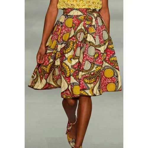 Stylish Retro Geometric Print Pleated Women's Skirt - Xl denim skirt fashionable