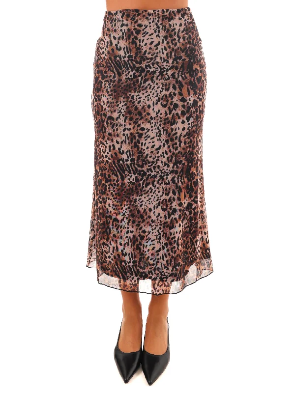 Uptown Girl Leopard Midi Skirt velvet skirt glossy