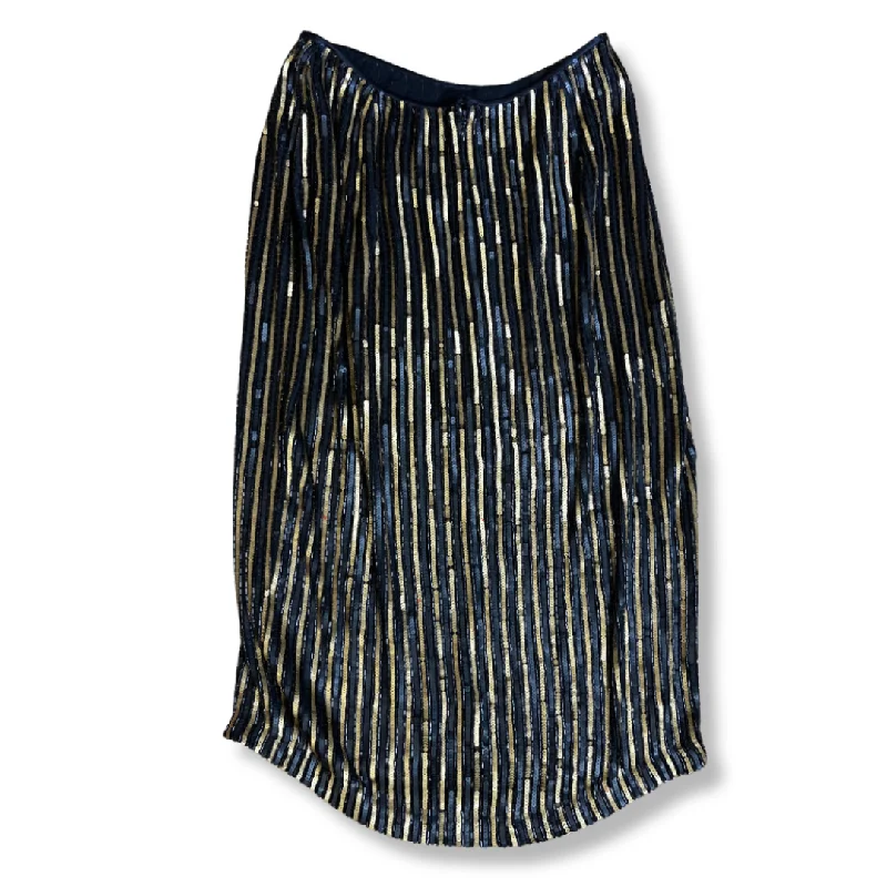 Vintage Black & Gold Striped Sequin Beadwork Skirt corduroy skirt durable