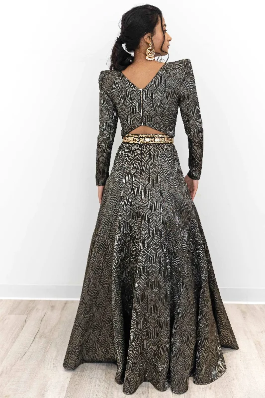 VINYA Diamond Maze Jacquard Lehenga Skirt ribbed skirt waist