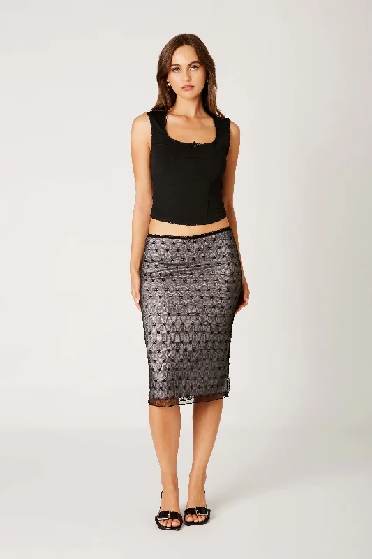 Willow Midi Skirt Black cotton skirt soft