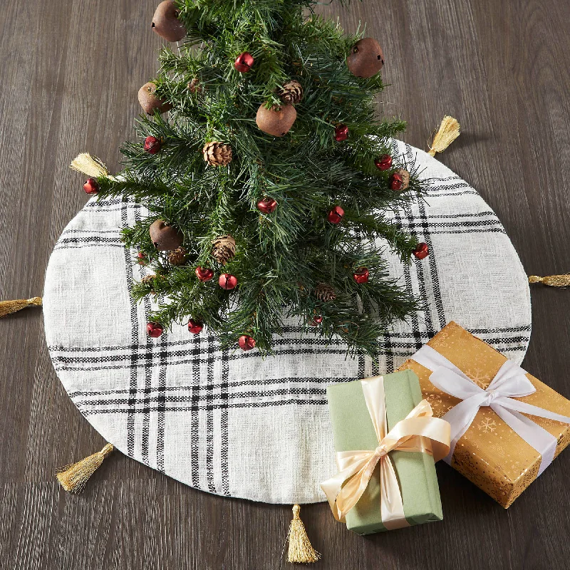 Wintergleam Black White Plaid Tree Skirt 24 patchwork skirt art