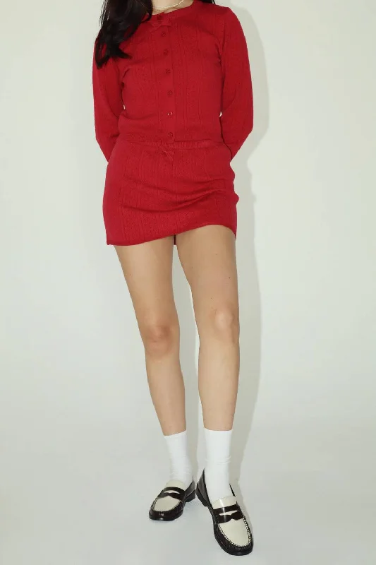 With Love Knit Skirt Cherry Red chiffon skirt airy