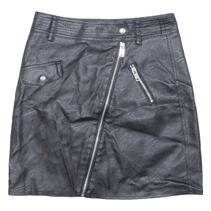 YESSICA Faux Leather Womens Straight Skirt Black Short UK 8 silk skirt luxurious